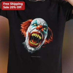 Pennywise IT Horror Clown Graphic Tee Halloween Costume Shirt for Men Women available at our Los Angeles warehouse