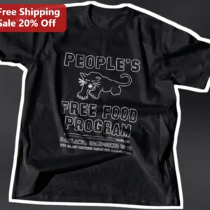 People's Free Food Program Black Panther Party Tee Oakland California 1969 Vintage Protest Graphic S available at our Los Angeles warehouse