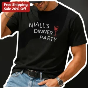 Personalized Dinner Party Wine Glass Tee Custom Name Host Gift for Men available at our Los Angeles warehouse
