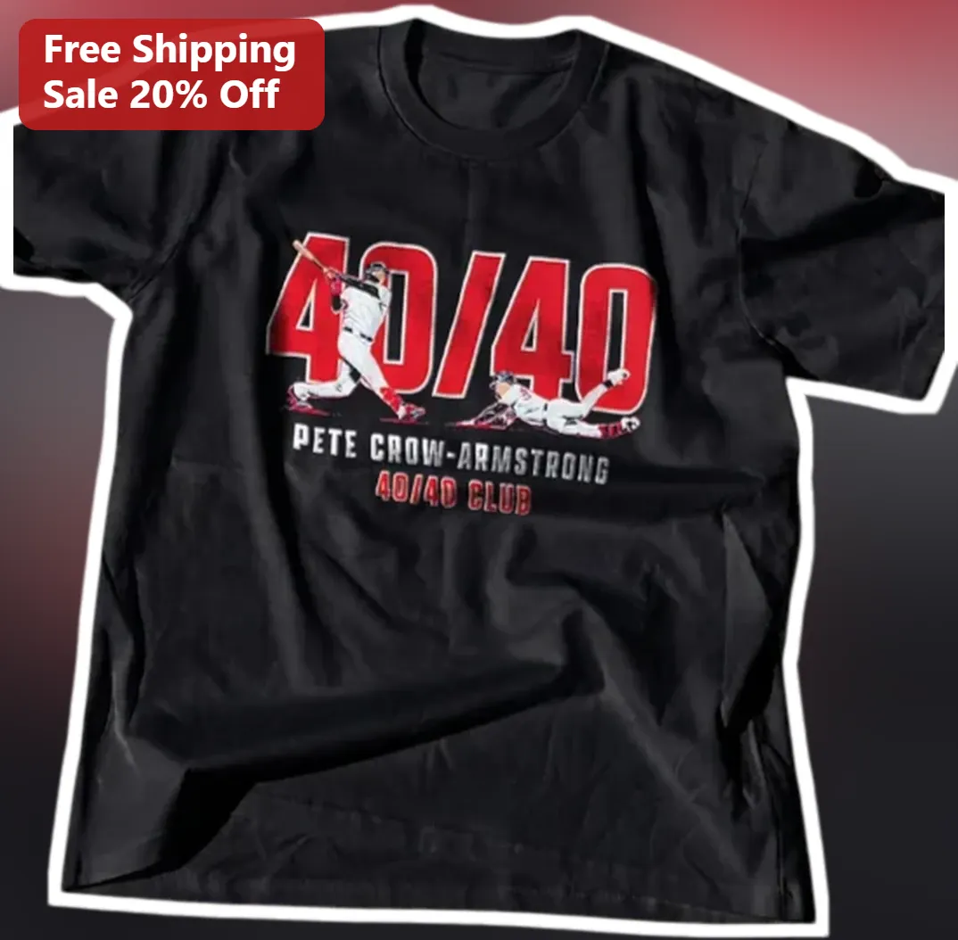 Pete Crow-Armstrong 40/40 Club Baseball Milestone Graphic Te — Los Angeles Pete Crow-Armstrong 40/40 Club Baseball Milestone Graphic Tee available at our Los Angeles warehouse