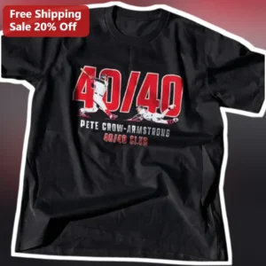 Pete Crow-Armstrong 40/40 Club Tee Chicago Cubs Baseball Milestone Gift available at our Los Angeles warehouse