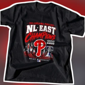 Philadelphia Phillies NL East Champions 2026 Philly Baseball Built Different Tee available at our Los Angeles warehouse