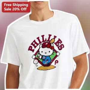 Phillies Hello Kitty Baseball Tee Kawaii MLB Fan Gift available at our Los Angeles warehouse