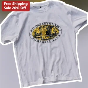 Steelers Football Club Vintage Distressed Logo Tee Black and Gold NFL Fan Apparel available at our Los Angeles warehouse