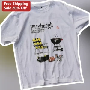 Sunday Morning Breakfast Club Tee Vintage Football Tailgate Graphic Shirt for Steelers Fans available at our Los Angeles warehouse
