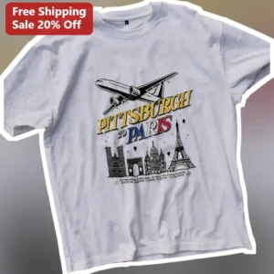 to Paris Tee Vintage Travel Graphic Shirt for NFL Fans and Travelers available at our Los Angeles warehouse