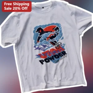 POWDER Deep and deep Retro Skiing Graphic Tee for Winter Sports Enthusiasts available at our Los Angeles warehouse