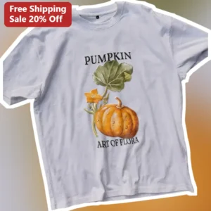 Pumpkin Art of Flora Vintage Botanical Tee Autumn Harvest Garden Gift available at our Los Angeles warehouse