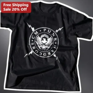 Punk Hardcore CM Tee Distressed Eagle Graphic Shirt for Wrestling Fans available at our Los Angeles warehouse