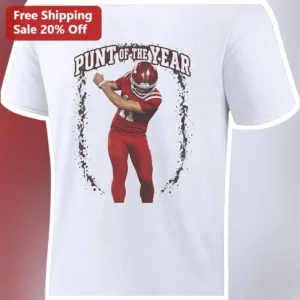 Punt of the Year Football Punter Graphic Tee Funny Sports Gift for Men Women available at our Los Angeles warehouse