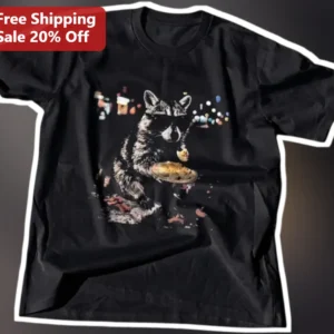 Raccoon Eating Pizza Sunglasses Funny Graphic Tee Animal Lover Gift available at our Los Angeles warehouse