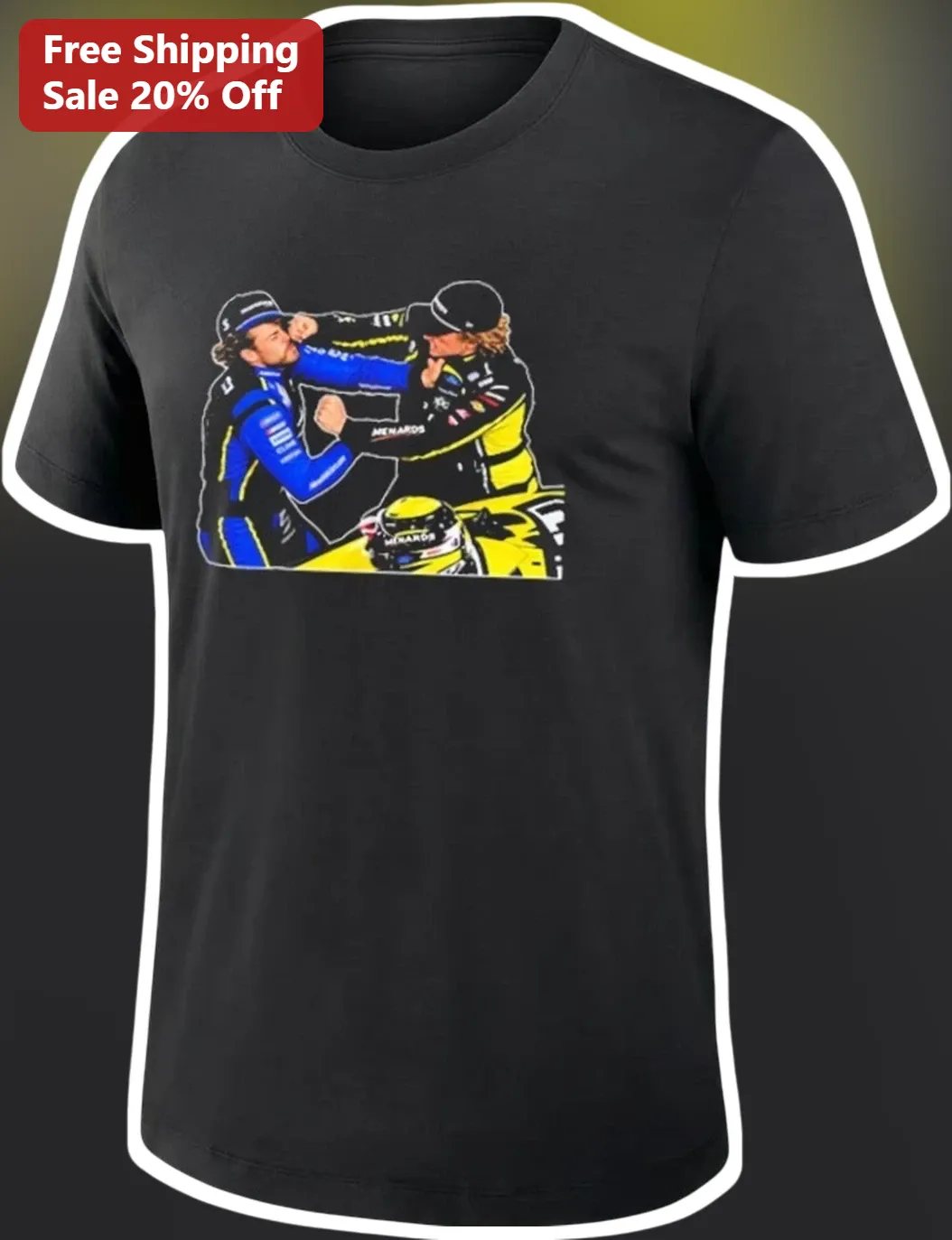 Racing Drivers Confrontation Graphic Tee Motorsport Rivalry Shirt for NASCAR Fans available at our Los Angeles warehouse
