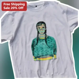 Rainbow Striped Face Girl Watercolor Art Tee Pride Teacher Gift available at our Los Angeles warehouse