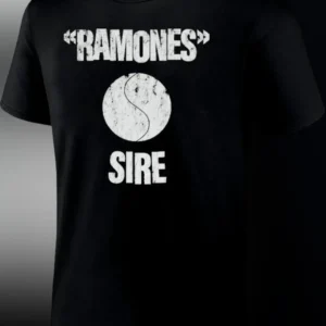Ramones Sire Distressed Graphic Tee Punk Rock Band Merch Black Cotton Shirt available at our Los Angeles warehouse