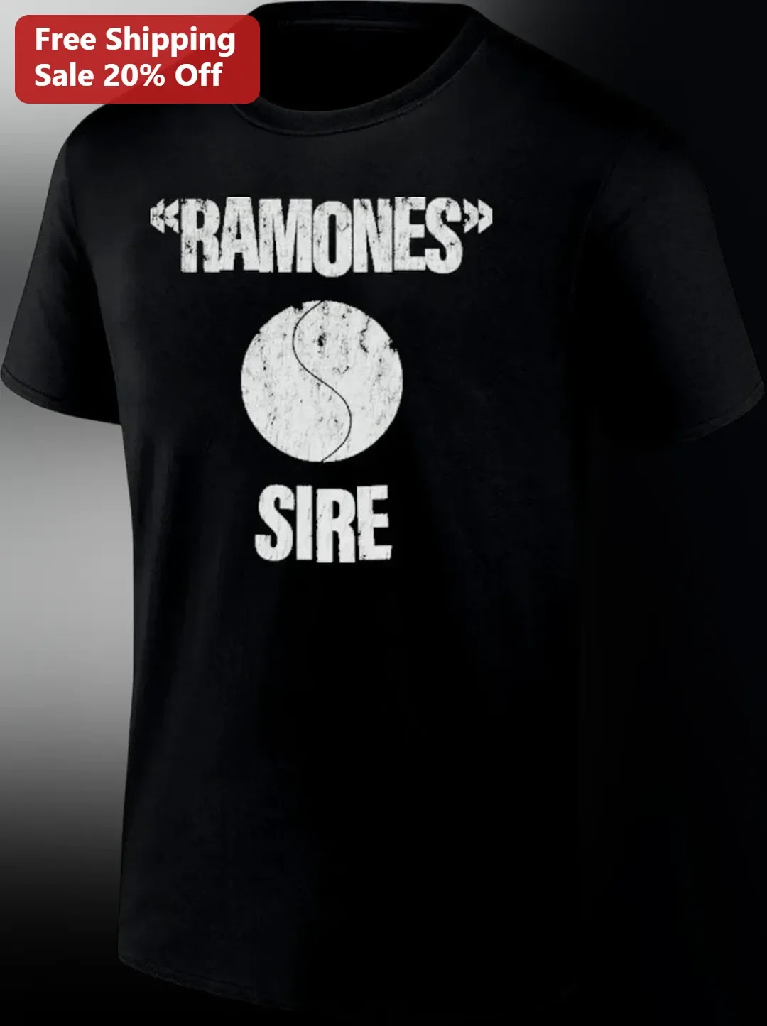 Ramones Sire Distressed Graphic Tee Punk Rock Band Merch Bla — Los Angeles Ramones Sire Distressed Graphic Tee Punk Rock Band Merch Black Cotton Shirt available at our Los Angeles warehouse