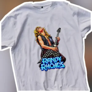 Randy Rhoads Vintage Tribute Tee Heavy Metal Guitarist Graphic T-Shirt for Men Women available at our Los Angeles warehouse