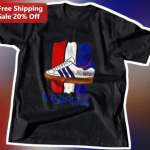 Rangers FC Vintage Sneaker Graphic Tee Black Cotton Shirt available at our Los Angeles warehouse