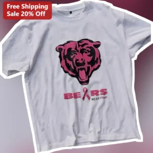 Real Bears Fans Wear Pink Tee Chicago Bears Breast Cancer Awareness Gift available at our Los Angeles warehouse