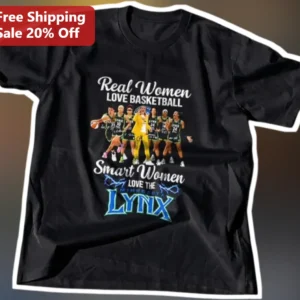 Real Women Love Basketball Smart Women Love The Minnesota Lynx Tee WNBA Fan Apparel Gift available at our Los Angeles warehouse