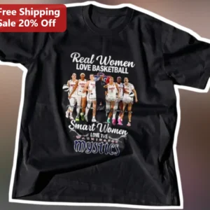 Real Women Love Basketball Smart Women Love The Washington Mystics Tee WNBA Fan Shirt available at our Los Angeles warehouse