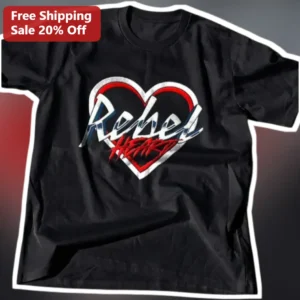 Rebel Heart Tee Distressed Graffiti Rocker Graphic T-Shirt for Biker Style Fans available at our Los Angeles warehouse