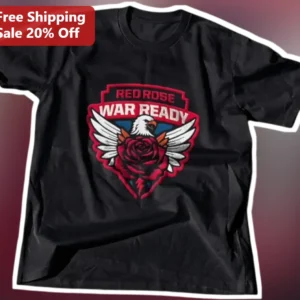 Red Rose War Ready Tee Basketball TBT Fan Shirt Military Eagle Rose Graphic available at our Los Angeles warehouse