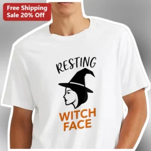 Resting Witch Face Tee Halloween Sarcastic Graphic Shirt for Women Men available at our Los Angeles warehouse