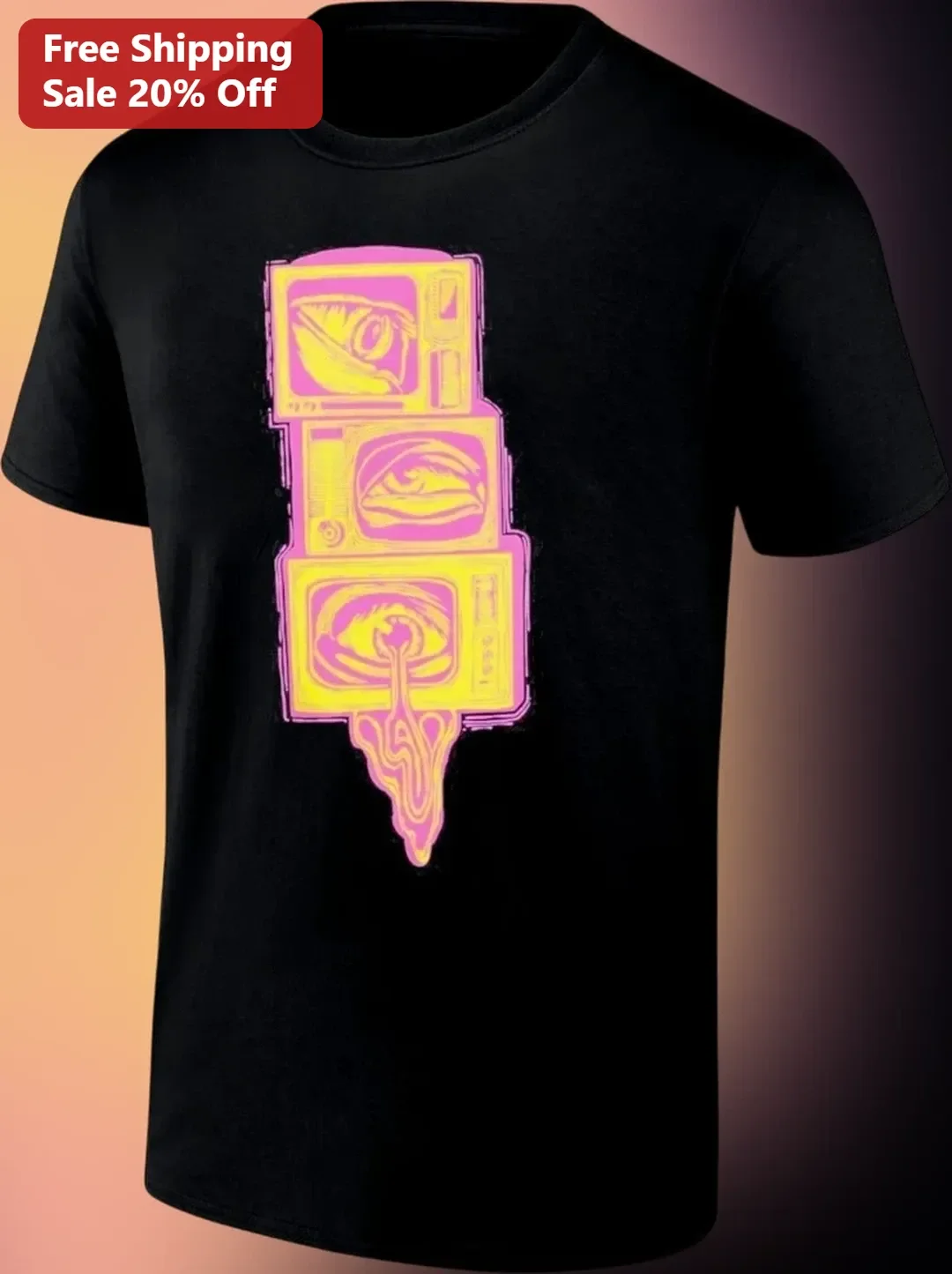 Retro TV Eye Stack Graphic Tee Vaporwave Synthwave Y2K Aesth — Los Angeles Retro TV Eye Stack Graphic Tee Vaporwave Synthwave Y2K Aesthetic Shirt available at our Los Angeles warehouse