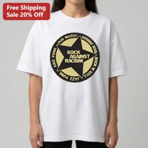 Rock Against Racism Punk Reggae Soul Tee Vintage 1978 Anti-Racism Music Protest Shirt available at our Los Angeles warehouse