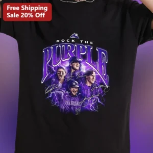 Rock The Purple Colorado Rockies Baseball Players Graphic Tee available at our Los Angeles warehouse