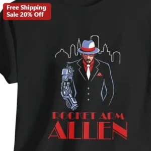 Rocket Arm Allen Josh Allen Buffalo Bills NFL Fan Art Graphic Tee available at our Los Angeles warehouse