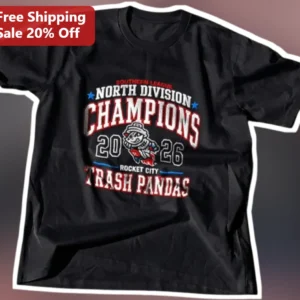 Rocket City Trash Pandas Southern League North Division Champions Vintage Baseball Graphic Tee available at our Los Angeles warehouse