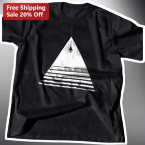 Rocket Launch Triangle Graphic Tee Retro Futuristic Space Art Shirt for Sci-Fi Fans available at our Los Angeles warehouse