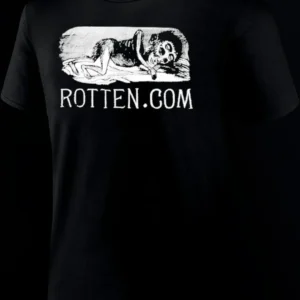 ROTTEN.COM Skeleton Chaise Lounge Graphic Tee Horror Movie Parody Shirt for Film Fans available at our Los Angeles warehouse