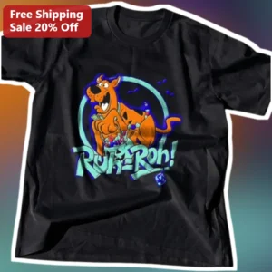 Ruh-Roh! Scooby-Doo Graphic Tee Black Cotton Cartoon Character Shirt available at our Los Angeles warehouse