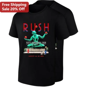 Rush Fifty Something Tour Little Caesars Arena Detroit Tee, August 26 28 2026 Concert Shirt Gift for available at our Los Angeles warehouse