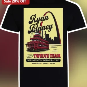 Ryan Blaney And The Twelve Team World Wide Technology Raceway Vintage Graphic Tee available at our Los Angeles warehouse