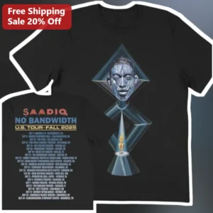 Saadiq No Bandwidth U.S. Tour Fall 2025 Graphic Tee available at our Los Angeles warehouse