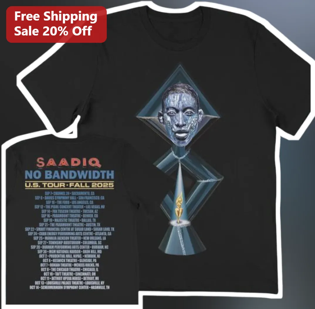 Saadiq No Bandwidth U.S. Tour Fall 2025 Graphic Tee available at our Los Angeles warehouse