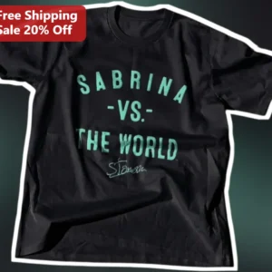 Sabrina Vs The World Sabrina Carpenter Signature Graphic Tee Vintage Band Merch Style available at our Los Angeles warehouse