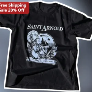 Saint Arnold Patron Of Brewers Vintage Graphic Tee For Homebrewers And Craft Beer Lovers available at our Los Angeles warehouse