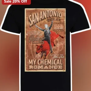 San Antonio Texas Live At The Alamodome Rodeo Humor Vintage Concert Poster Graphic Tee available at our Los Angeles warehouse
