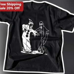 Scary Clown and Ghost Graphic Tee Halloween Horror Shirt for Men Women available at our Los Angeles warehouse