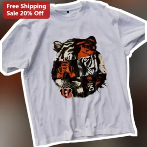 Season 25 Bengal Tiger Football Fan Distressed Graphic Tee available at our Los Angeles warehouse