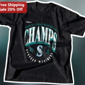 Seattle Mariners AL West Champions Vintage Distressed Graphic Tee for Baseball Fans available at our Los Angeles warehouse
