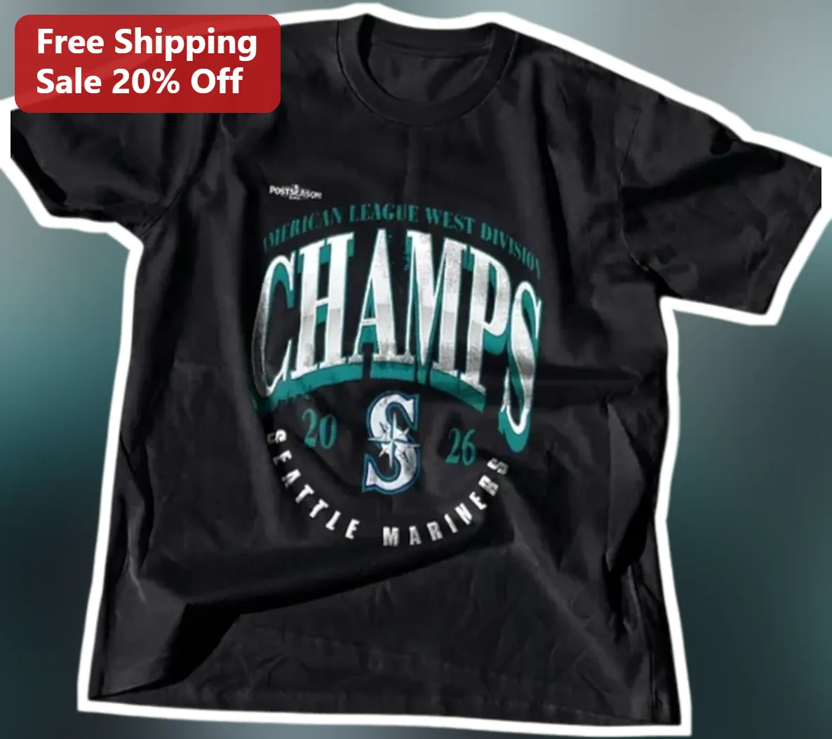 Seattle Mariners AL West Champions Vintage Distressed Graphic Tee for Baseball Fans available at our Los Angeles warehouse