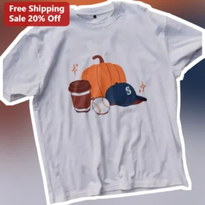 Seattle Mariners Fall Baseball Pumpkin Coffee Tee for Women Men available at our Los Angeles warehouse