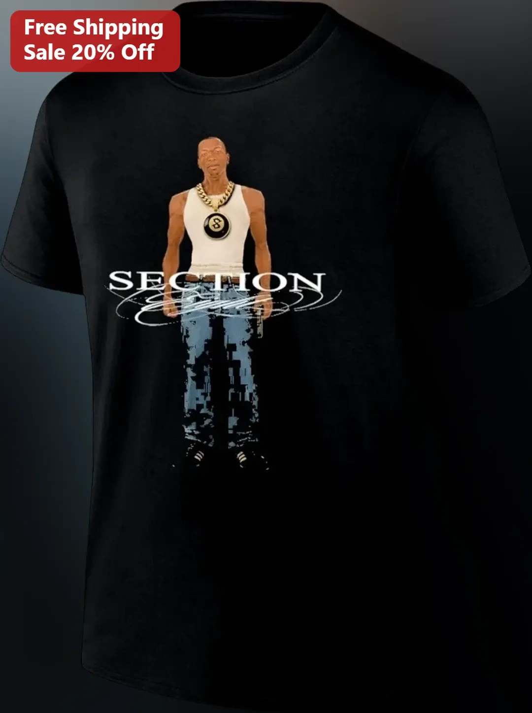Section 8 Tee 50 Cent Hip Hop Album Cover Graphic T-Shirt Retro Rap Streetwear available at our Los Angeles warehouse