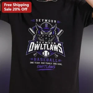 Seymour Owltlaws Baseball One Team One Family One Goal Graphic Tee available at our Los Angeles warehouse