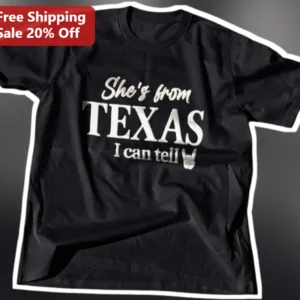 She's From Texas I Can Tell Tee Vintage Country Music Graphic Shirt for Women available at our Los Angeles warehouse